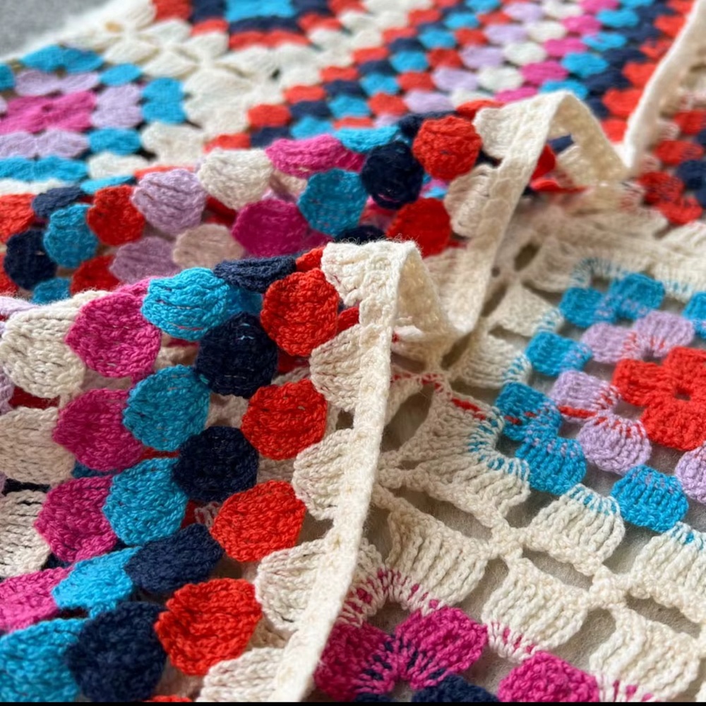 Colorful Crochet Long Length Sweater in Cream or Black - Picture 6 of 10